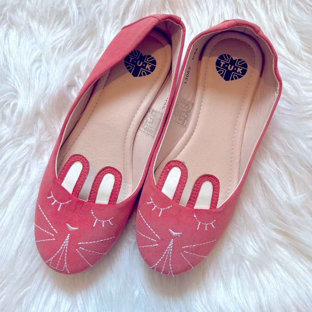 🐰TUK Coral Bunny Flats Shoes🥿